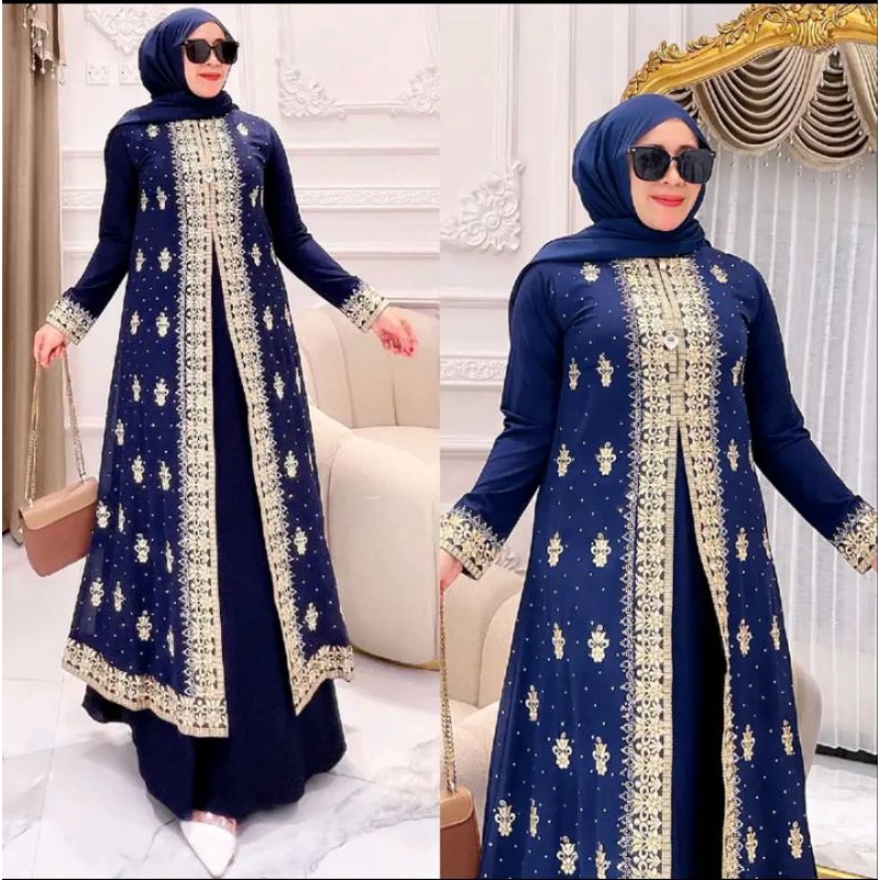 Gamis ABAYA TURKEY Beautiful Luxury JERSEY PREMIUM (FULL Zipper Front ...