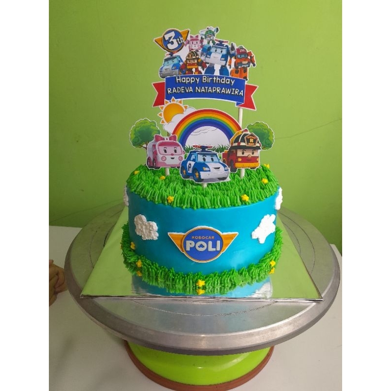 ROBOCAR POLI Custom name robocar poly birthday cake Topper | Shopee ...