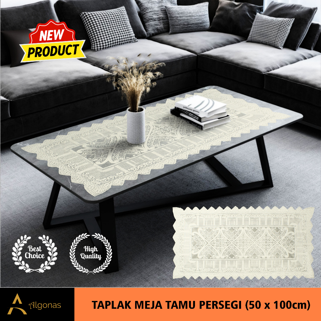 Rectangular Guest Table Cloth Pillar Motif Cream Color (50X100 ...