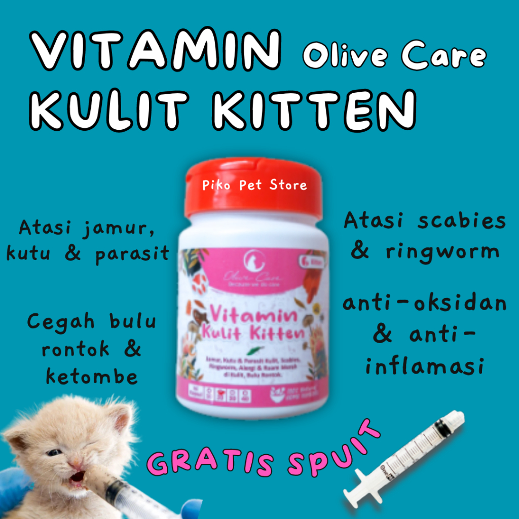 Free Cat Vitamin Syringe KITTEN Olive Care Skin Problem [1 Capsule] For