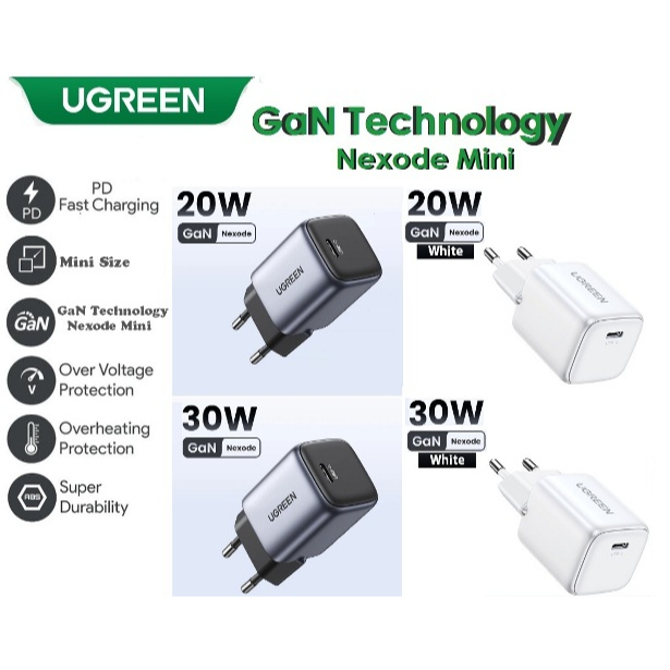Ugreen GaN Technology Nexode Mini Charger Head Type C PD 3.0 QC 3.0 4.0