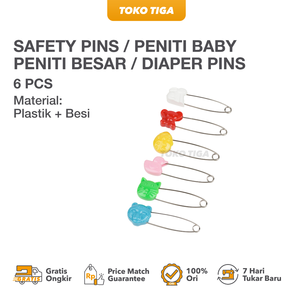Safety Pins/Baby Safety Pins/Big Safety Pins/Diaper Pins (6Pcs ...