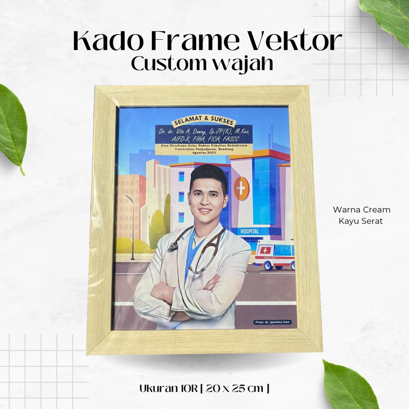 KAYU [1 Anniversary] 10R Wooden Frame Caricature Vector Gift Birthday ...