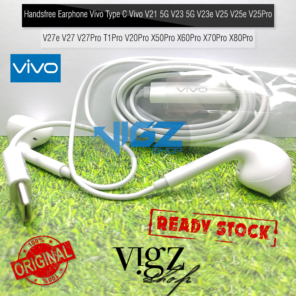 Handsfree Earphones Vivo Type C Vivo V21 5G V23 5G V23e V25 V25e V25 Pro Y100 5G V27e V27 V27 Pro V29 V29e V30 V30 Pro T1 Pro V20 Pro X50 Pro