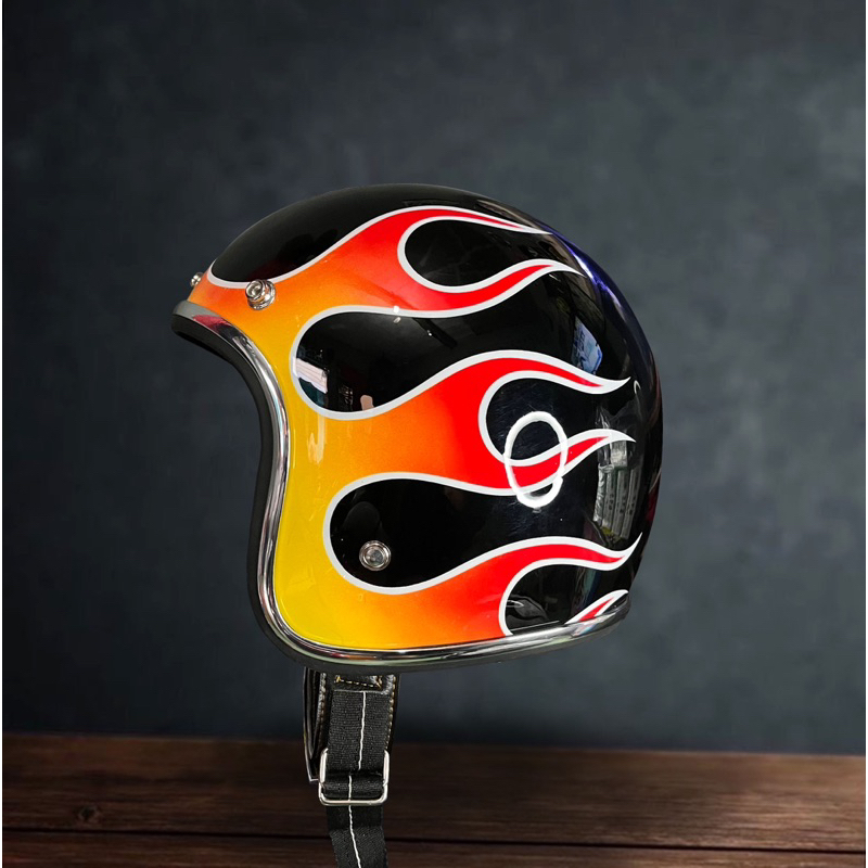 Slimhead 500TX Flame Slimhead Helmet Vespa Chopper Bobber Helmet