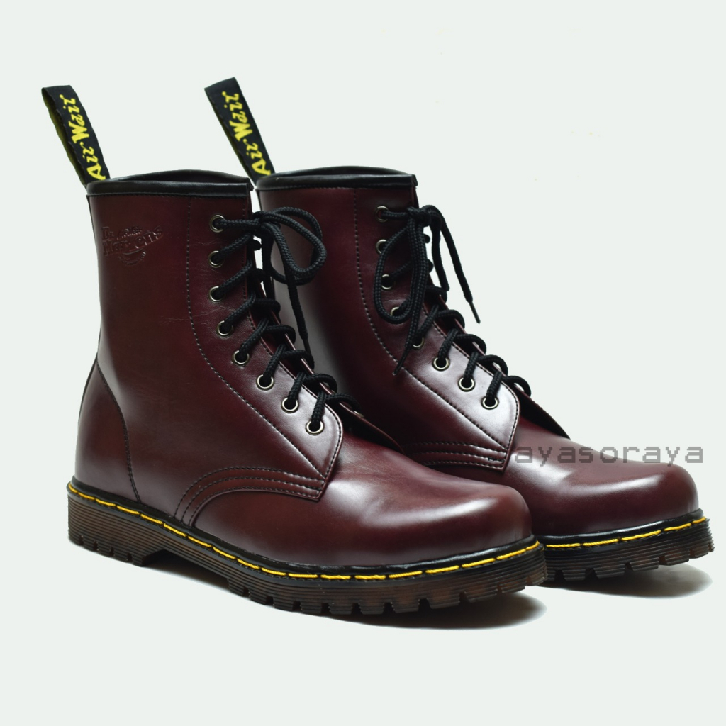 Classic Boots Men Women Unisex Model Maroon Color Original Bandung Leather Shopee Malaysia