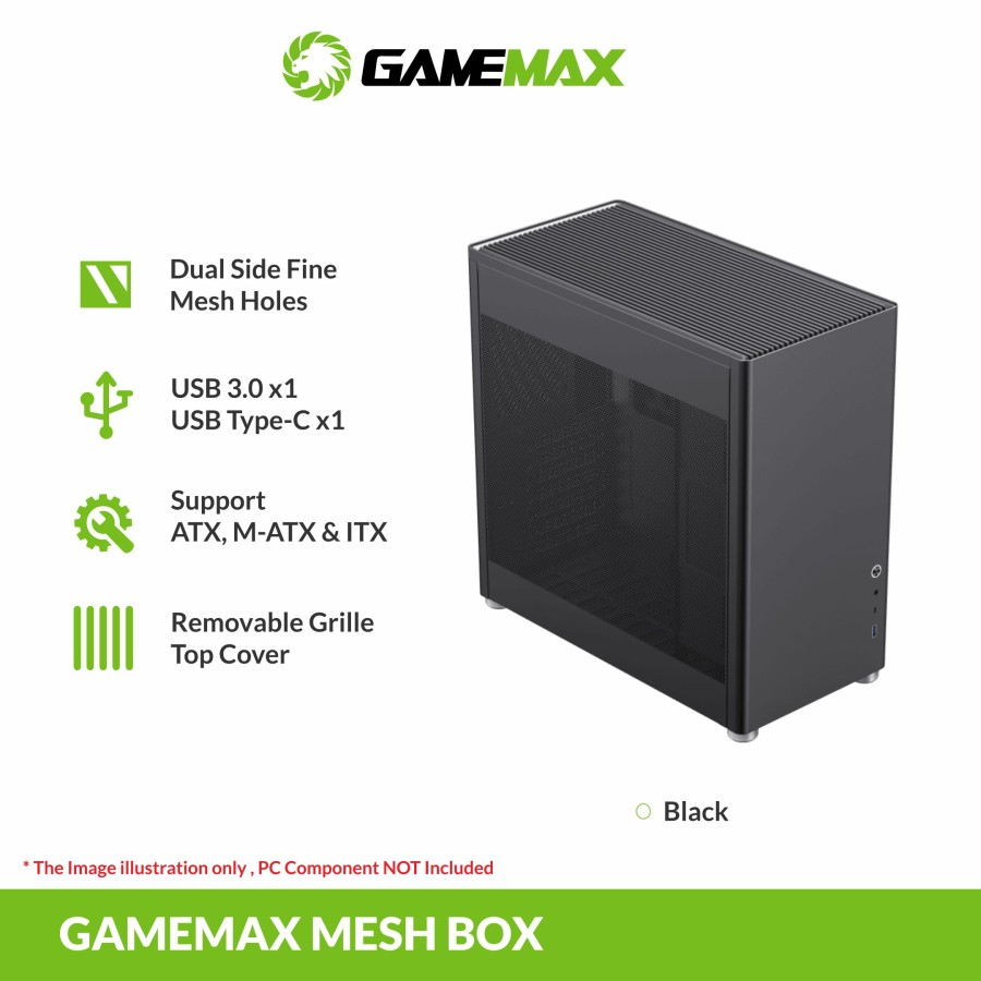 Pc Case Gaming Gamemax Mesh Box Pro Black ATX | Shopee Malaysia