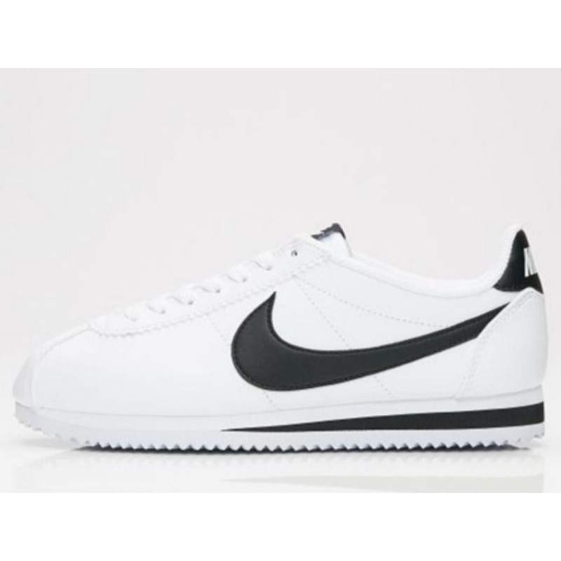 nike cortez leather white black