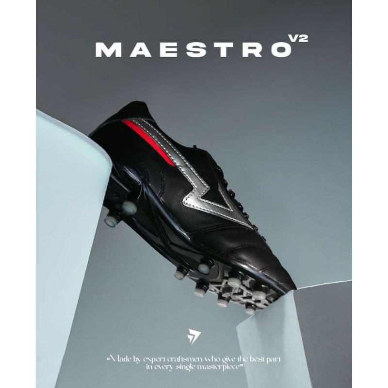 Sevspo MAESTRO ZS 0.2 LEATHER BLACK Gray RED Football Shoes | Shopee ...