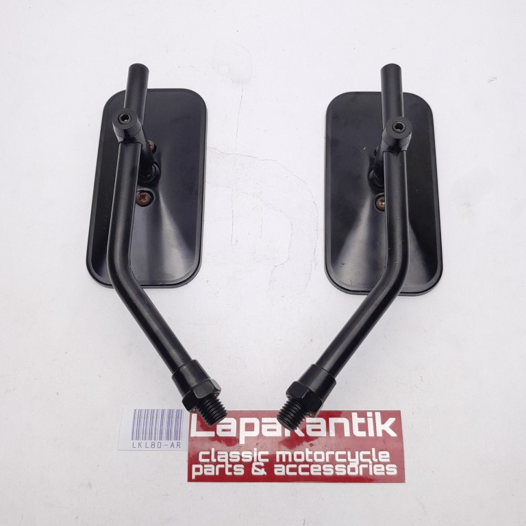 HITAM Black SQUARE MIRRORS JAP BRAD STYLE STREET CUB CB GL BOOBER CAFE ...