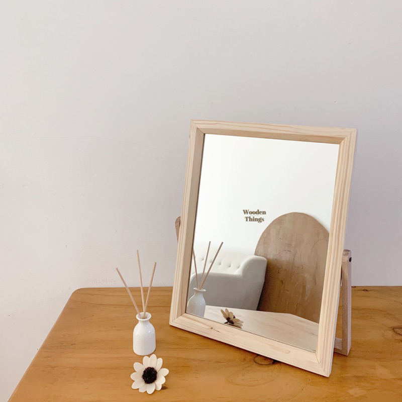 KAYU Wooden Table Mirror Wooden Frame Display Mirror Shopee Malaysia