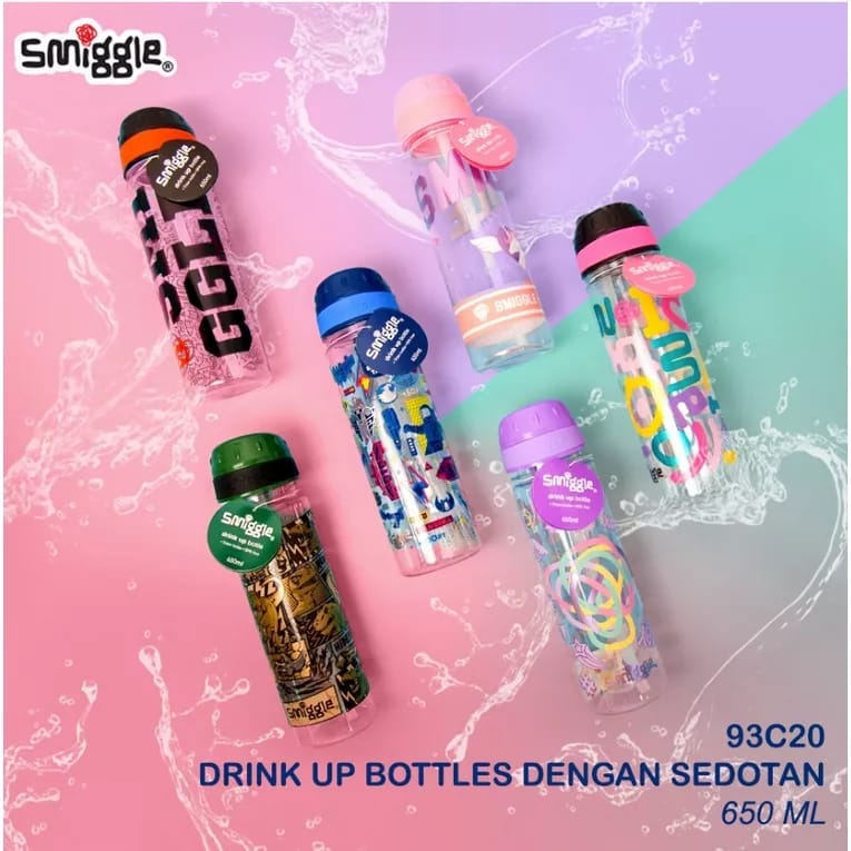 Smiggle Drink Up Bottles 650ml Kids Drinking Bottle Straws BPA FREE ...