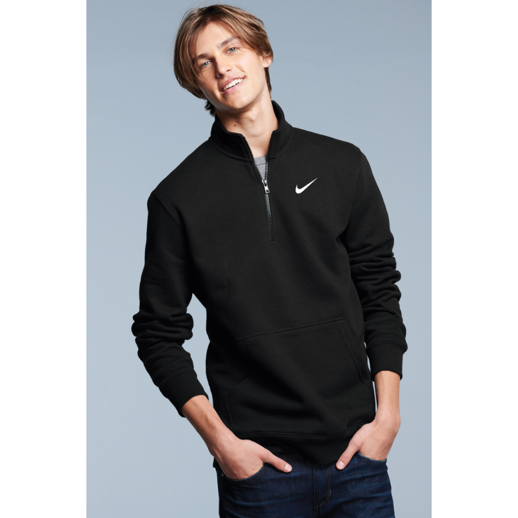 HITAM Black Nike Half Zip Sweater Basic Casual Premium Zipper Collar Jacket Latest Men s Sweater Shopee Malaysia