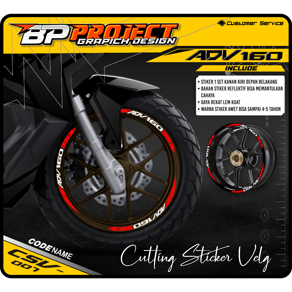 Cutting STICKER Rims HONDA ADV 160 NEW FULL SET - CUTTING Rims ADV 160 ...