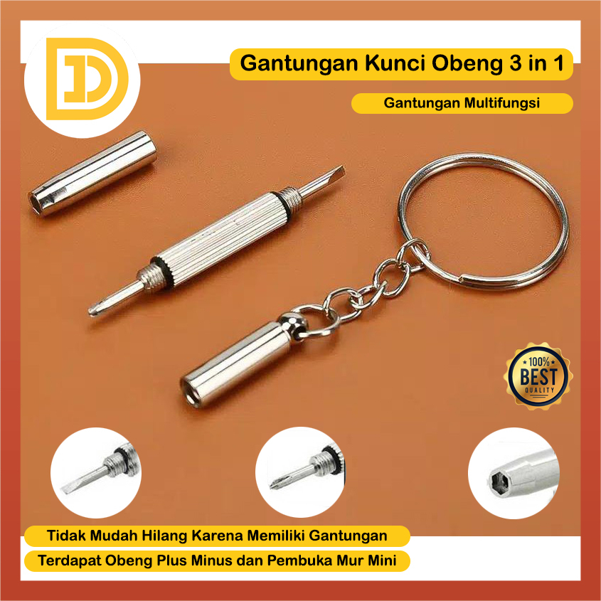 GANTUNGAN Screwdriver Keychain 3 in 1 Keychain Screwdriver Plus Minus ...