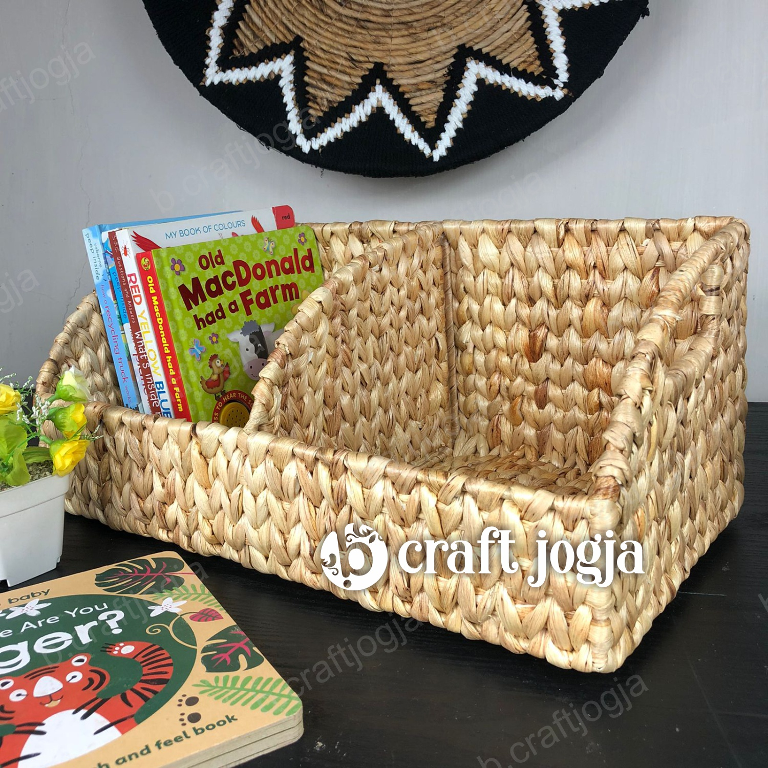 Sturdy 2 in 1 Water Hyacinth Storage Woven Book Holder Jogja Woven