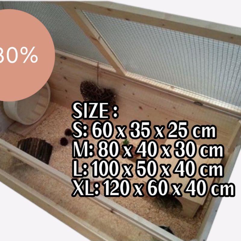 KAYU Hamster Tortoise Sulcata Rabbit Hedgehog Reptile Wooden Cage ...