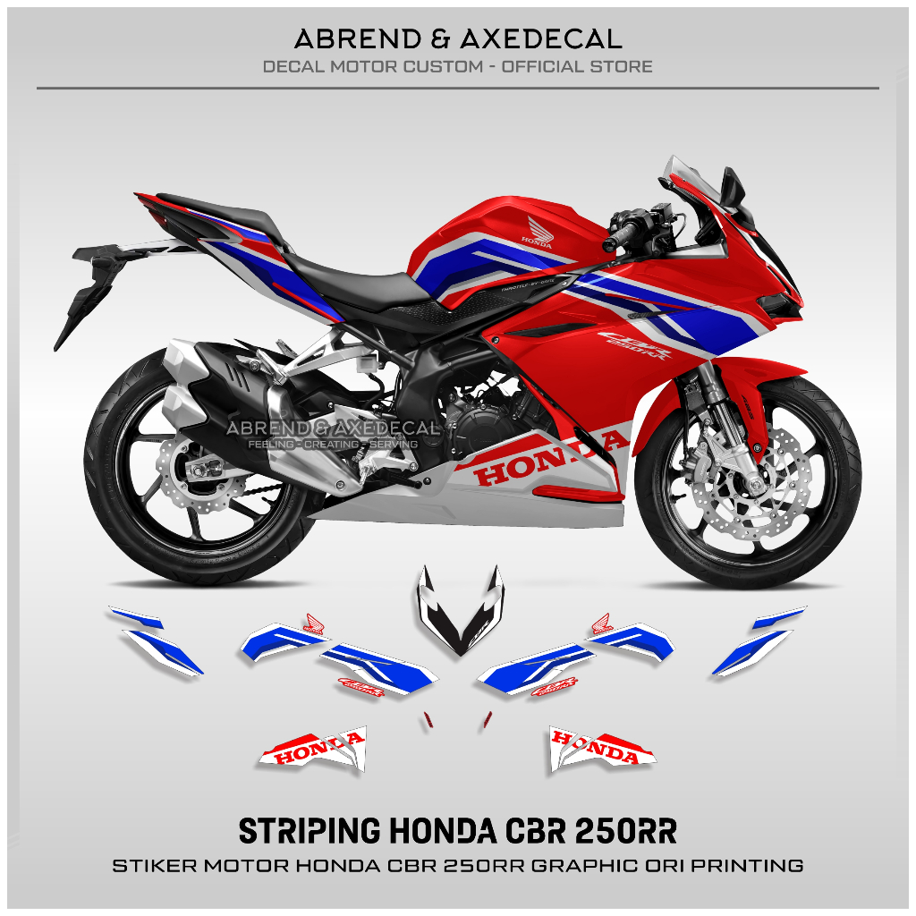 Striping CBR 250RR Tri Color Graphic Ori Printing HRC/Honda CBR 250 RR  Motorcycle Sticker Custom Design Variations/Stock Decals