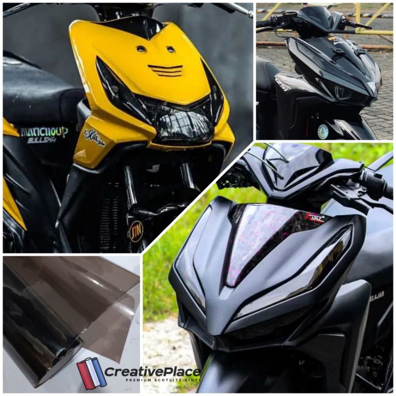 HITAM Transparent Black headlamp Photochromic sticker/glossy And doff