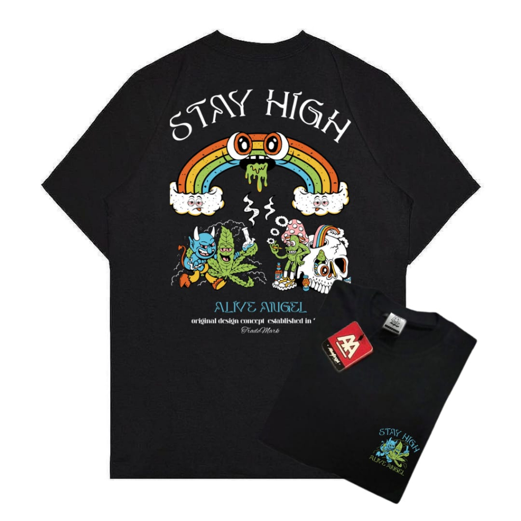 HITAM Tshirt Black Graphic Devil's Lettuce Street Style Kaos Distro