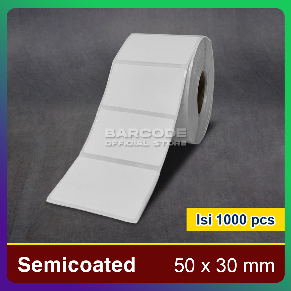 Semicoat Label 50 x 30mm Barcode Printer Sticker 50x30 mm 1 Line ...