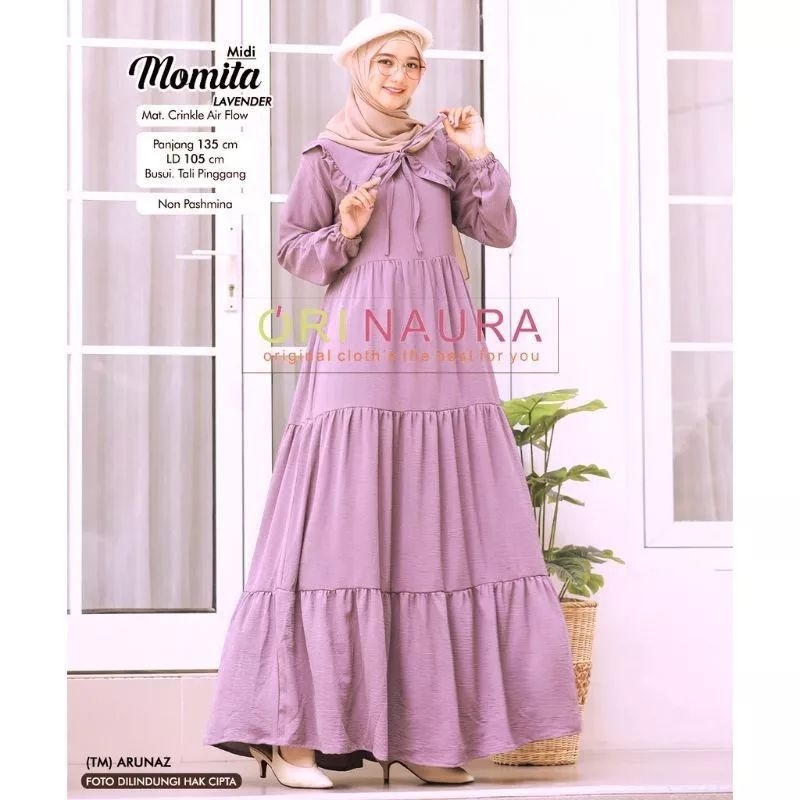 Momita Dress Crinkle Airflow Dres Muslim Midi Dres | Shopee Malaysia