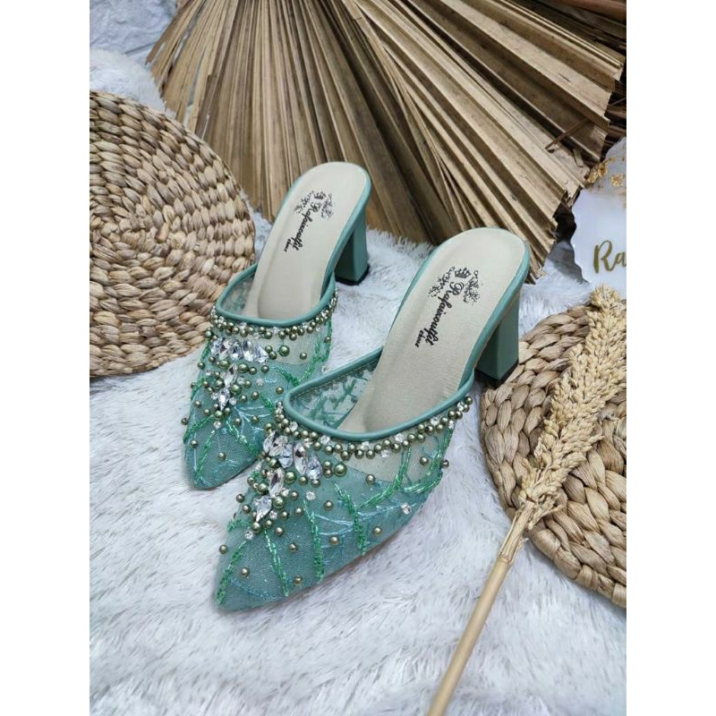 Beautiful wedding Shoes Rafaizoutfit sage Color Tofu 7cm Shopee