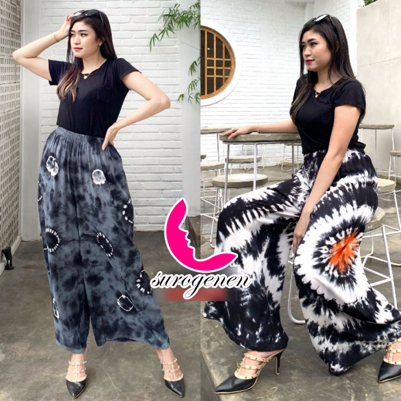 Women's TIE DYE JUMBO Culottes Pants BALI MOTIF SANTA Pants