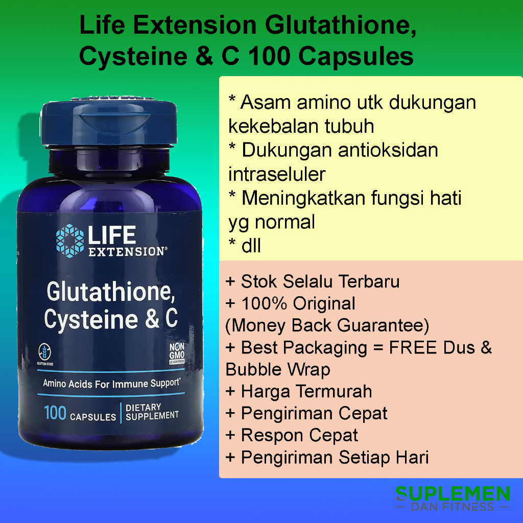 Life Extension Glutathione, Cysteine & C 100 Capsules L Amino Acid