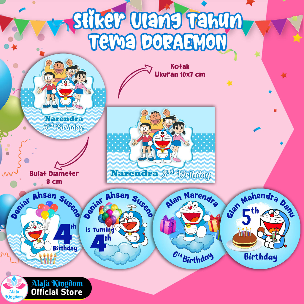 Alafakingdom Doraemon Birthday Sticker Doraemon Birthday Label