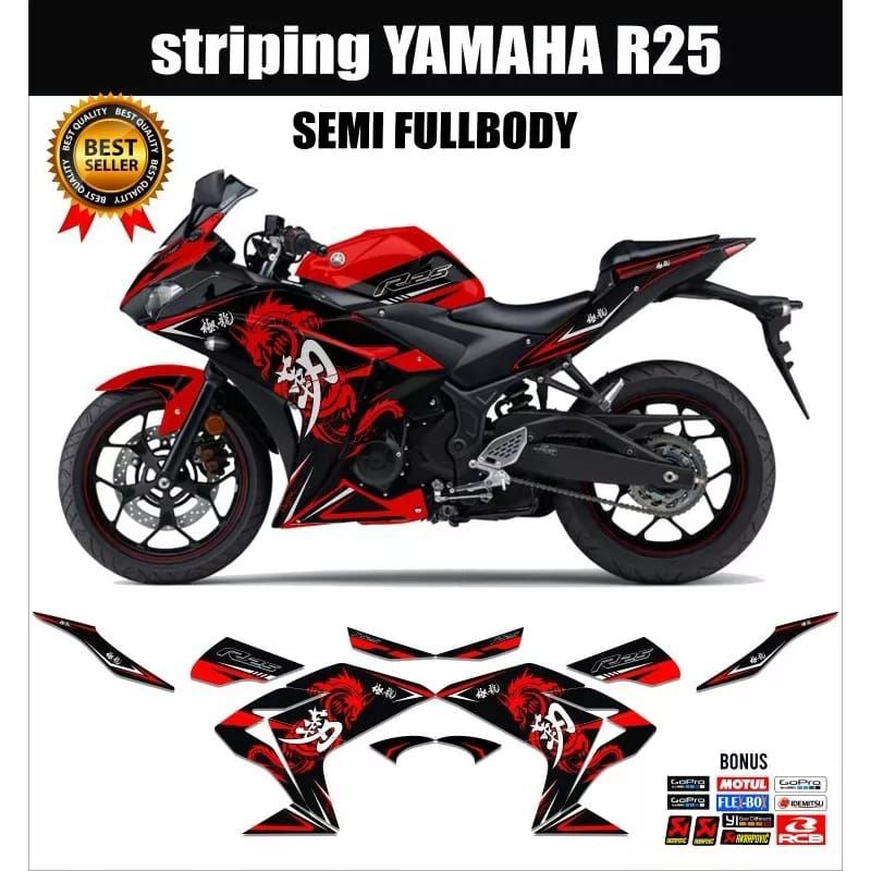 Decal Striping Yamaha Yzf R25 Semi Pull Sticker Variation Of Japanese ...