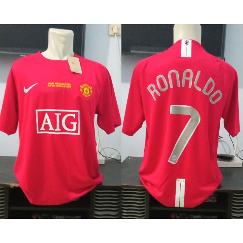 11.11 Sale! Retro Jersey Ronaldo 2008 Final Moscow Top Thai long sleeve  Soccer jersey uniform,07/