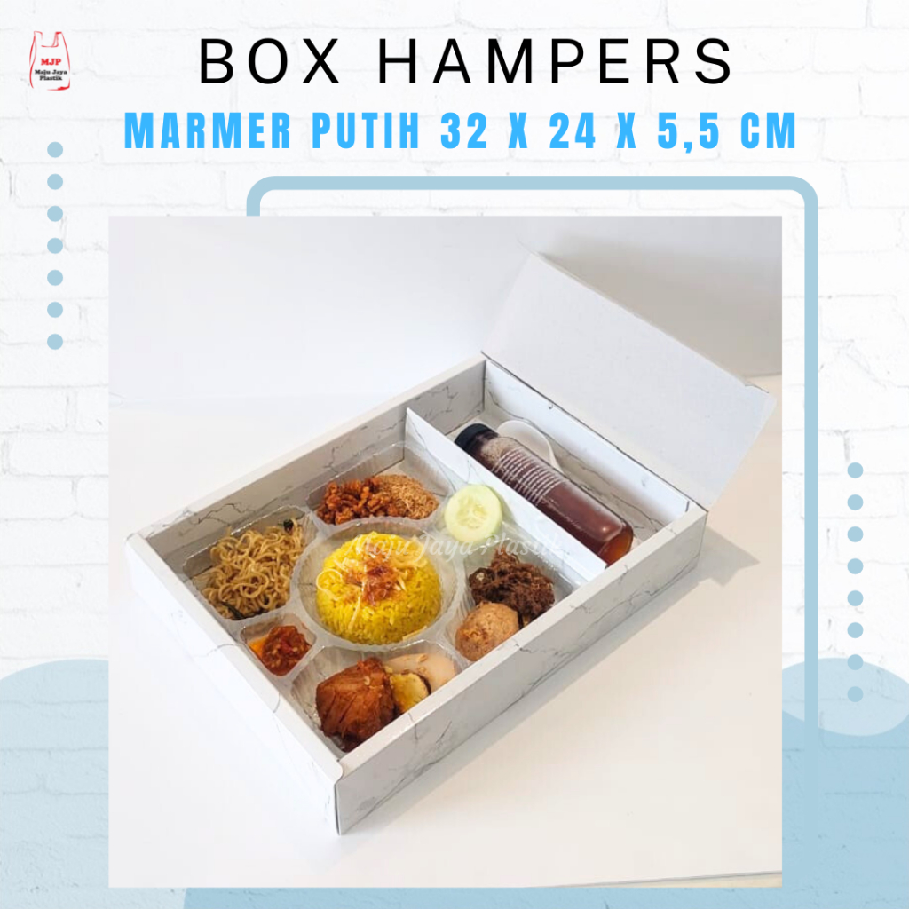 PUTIH Exclusive Box Food Hampers White Marble 32x24x5.5 cm Dus Nasi ...