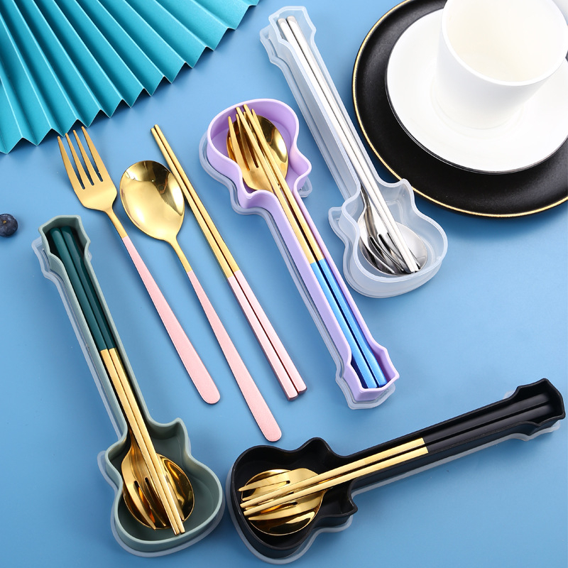 Nomnom Korean Cutlery Set Stainless SUS 304/guitar Travel Spoon/4 in 1