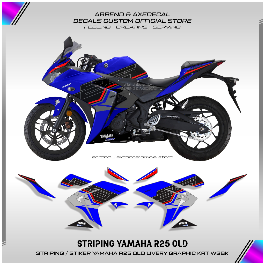 Decal STRIPING R25 LIVERY Graphic KRT 2023 RACING/YAMAHA R25 OLD ...