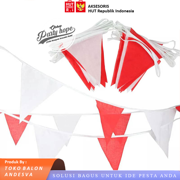 MERAH Red and white polyester triangle flag / pennant pennant flag ...
