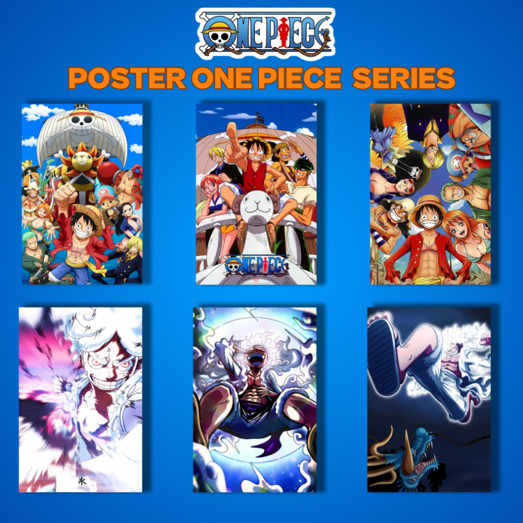 Anime Poster One Piece Size A4 Luffy Crew Straw Hat Poster Anime Manga