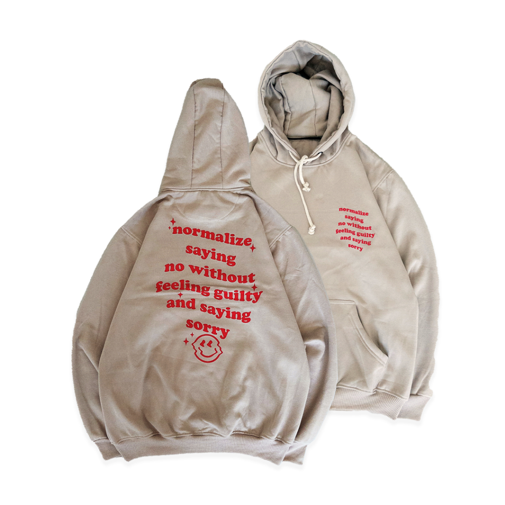 Luxurious CREAM GRAPHIC HOODIE Jacket "FEELING GUILTY" (HD 4367