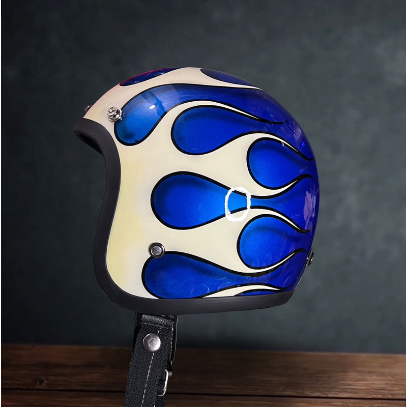 Slimhead 500TX Candy Blue Shadow Flame Custom Slimhead Helmet