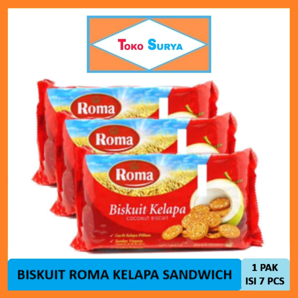 Roma Coconut Biscuit Coconut Biscuit 300 Gr (1 Pack x 7 Packs) | Shopee ...