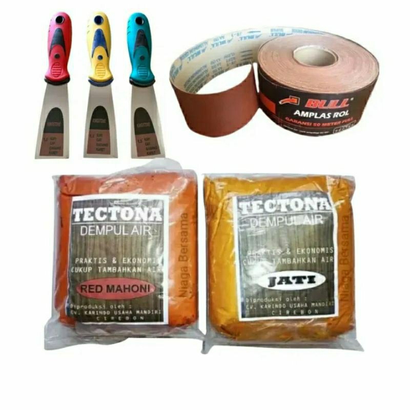 KAYU Package Of 3 in 1 Mahogany Teak Putty 1 Kg Sandpaper Kape 1 Meter