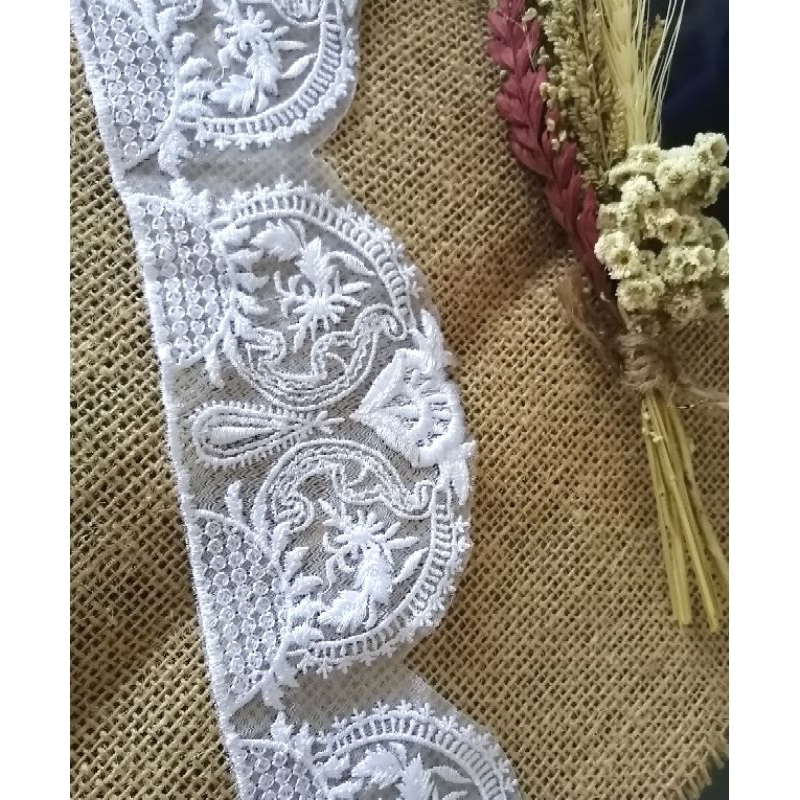 Wave organdy embroidered lace 7 cm wide (price per half meter) | Shopee ...