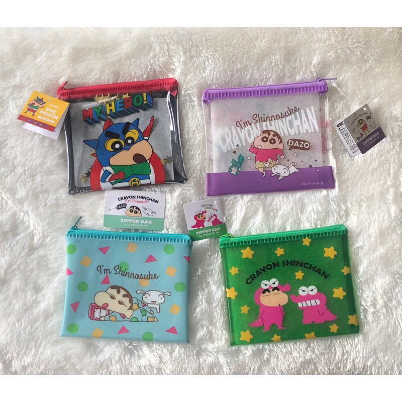 Multi-purpose shinchan crayon zipper pouch size 14x12cm original japan ...