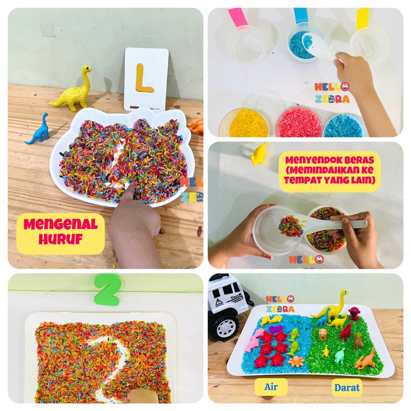 Colorful Rice Plastic Clip Packaging | Montessori colorful rice ...