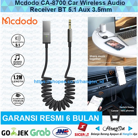 Mcdodo Ca Bluetooth Car Receiver Audio Head Unit Aux Mm Adapter