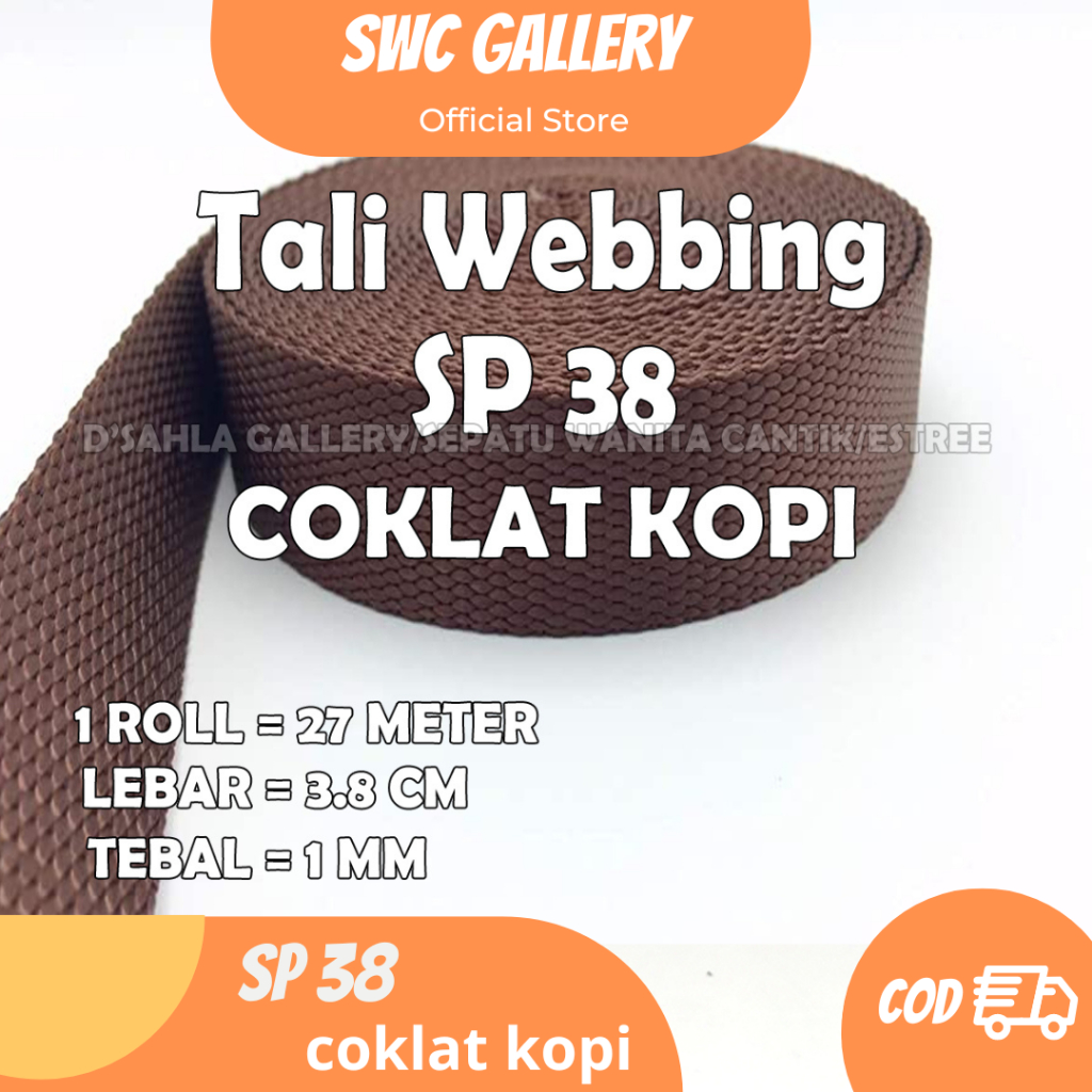 Webbing Rope Ribbon Bisban Bias Tape Webbing Rope SP38 brown | Shopee ...