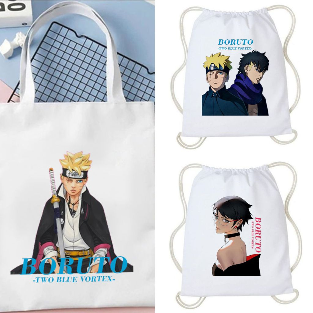 Drawstring Bag Boruto Two Blue Vortex Japanese Anime Naruto Cute String Bag  Canvas Women Aesthetic | Shopee Malaysia