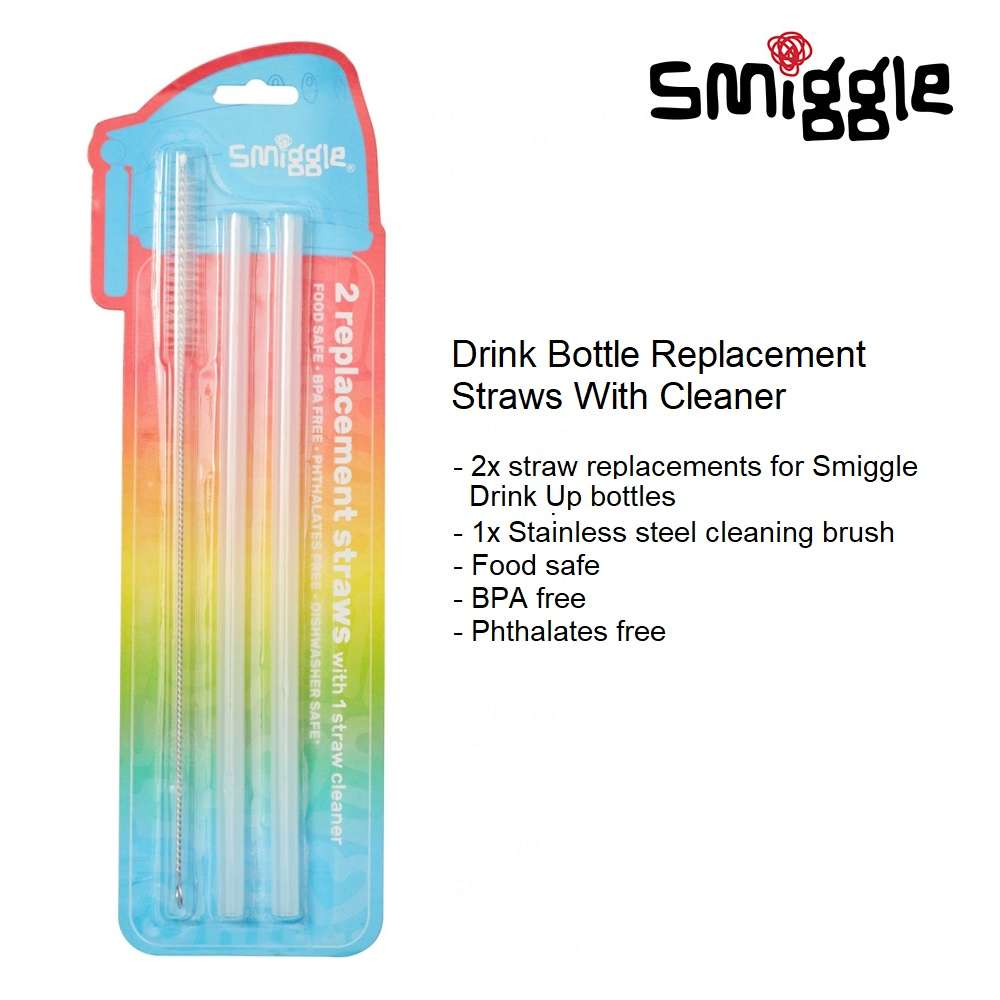 Ori Smiggle Drink Bottle Replacement Straws With Cleaner (Straw