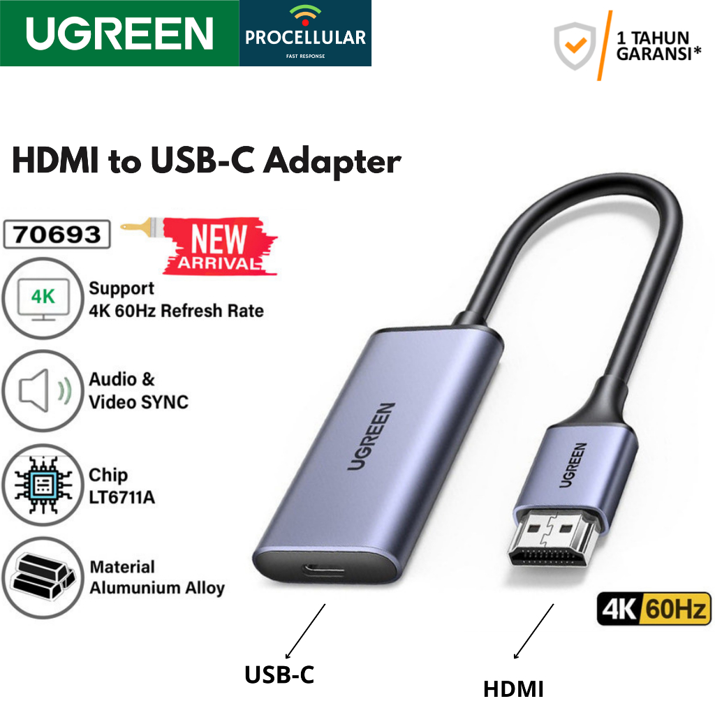 Ugreen Converter Hdmi Cable Male To Usb C Female Adapter 4k 60hz 70693 Shopee Malaysia 2733