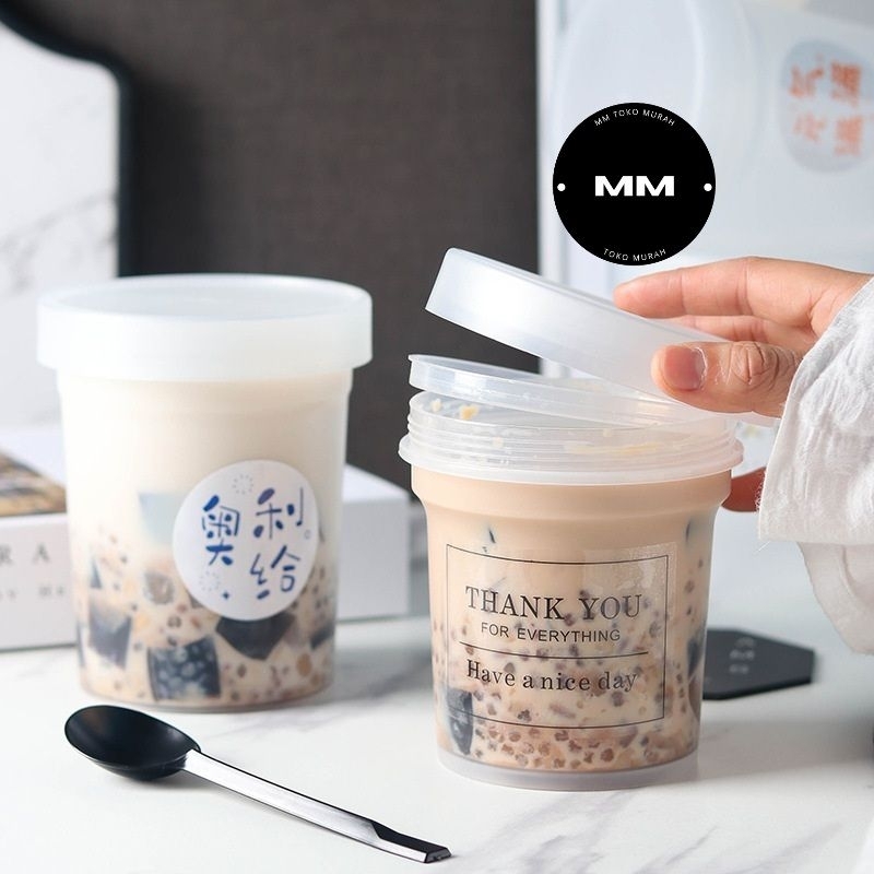 10pcs 500ml PREMIUM korean jar gelato jar Drink box dessert Food Pudding ANTI Spill Shopee